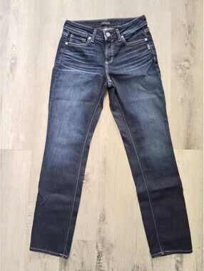 Silver Jeans Co. Suki Woman's Size 6, 28x29.5 Straight Leg Dark Blue Denim Jeans